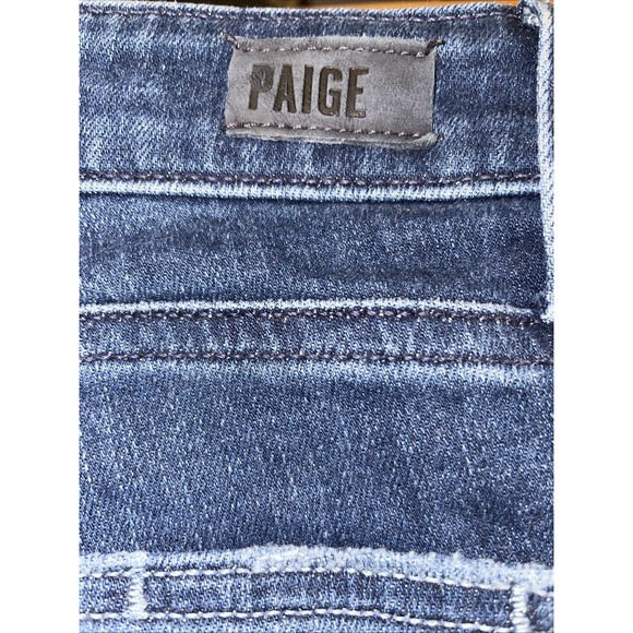 Paige Jeans Womens 28 Blue Genevieve Flare High Rise Dark Wash Boho Stretch - Picture 2 of 12